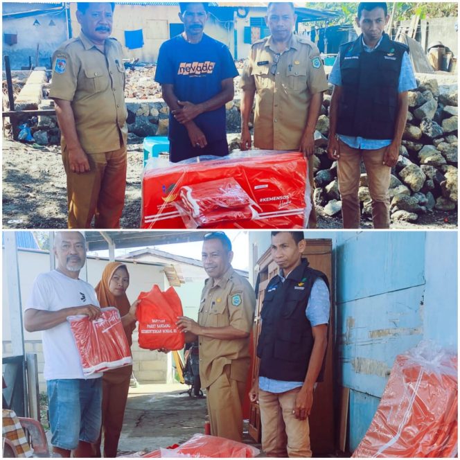 
 Dinsos Halbar Beserta Kementerian Sosial Sentra Wasana Bahagia di Ternate Menyerahkan Bantuan