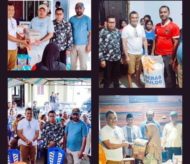 
 Sekda dan Kepala BPBD Halmahera Barat Menyerahkan Bantuan ke 4 Desa Terdampak Banjir