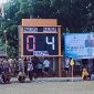 Papan skor menunjukkan Halbar menang 4-0 atas Halsel 